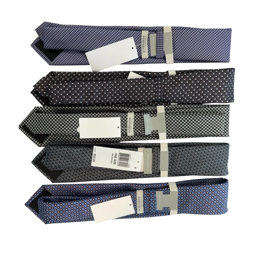 Perry Ellis Portfolio Men's Ties Classic business office casual Necktie Lot of 5